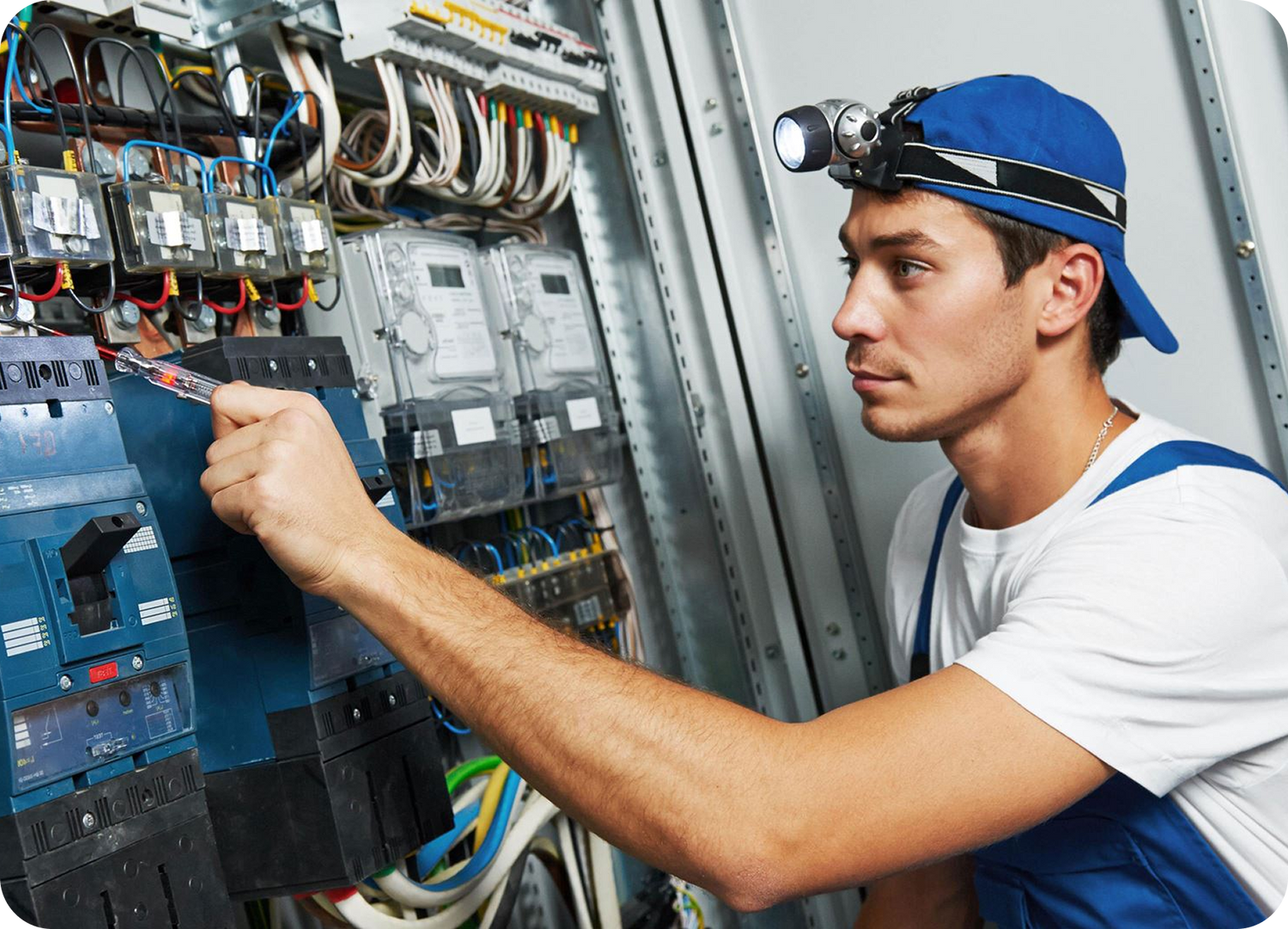 man testing electrical